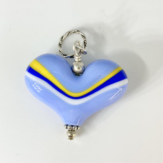 Pendant - "Royals" Landscape Heart - Glass & Sterling