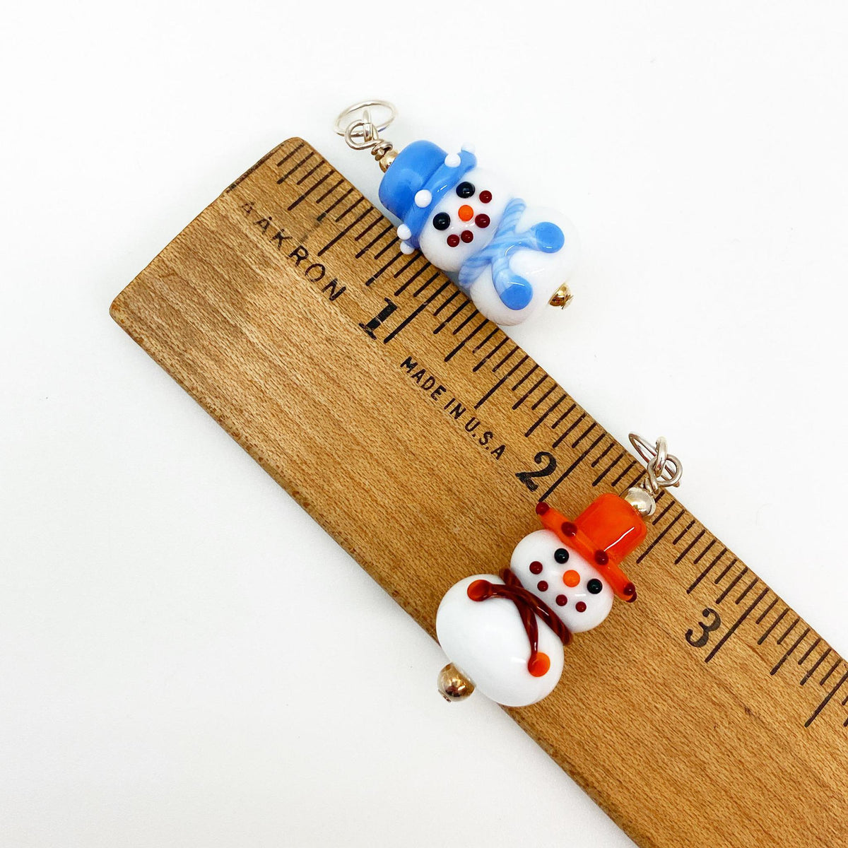 Pendant - Snowperson with Pink/Red - Handmade Glass