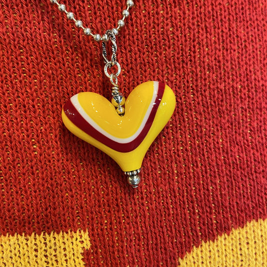 Pendant - Chiefs Landscape Heart - Glass & Gold Fill