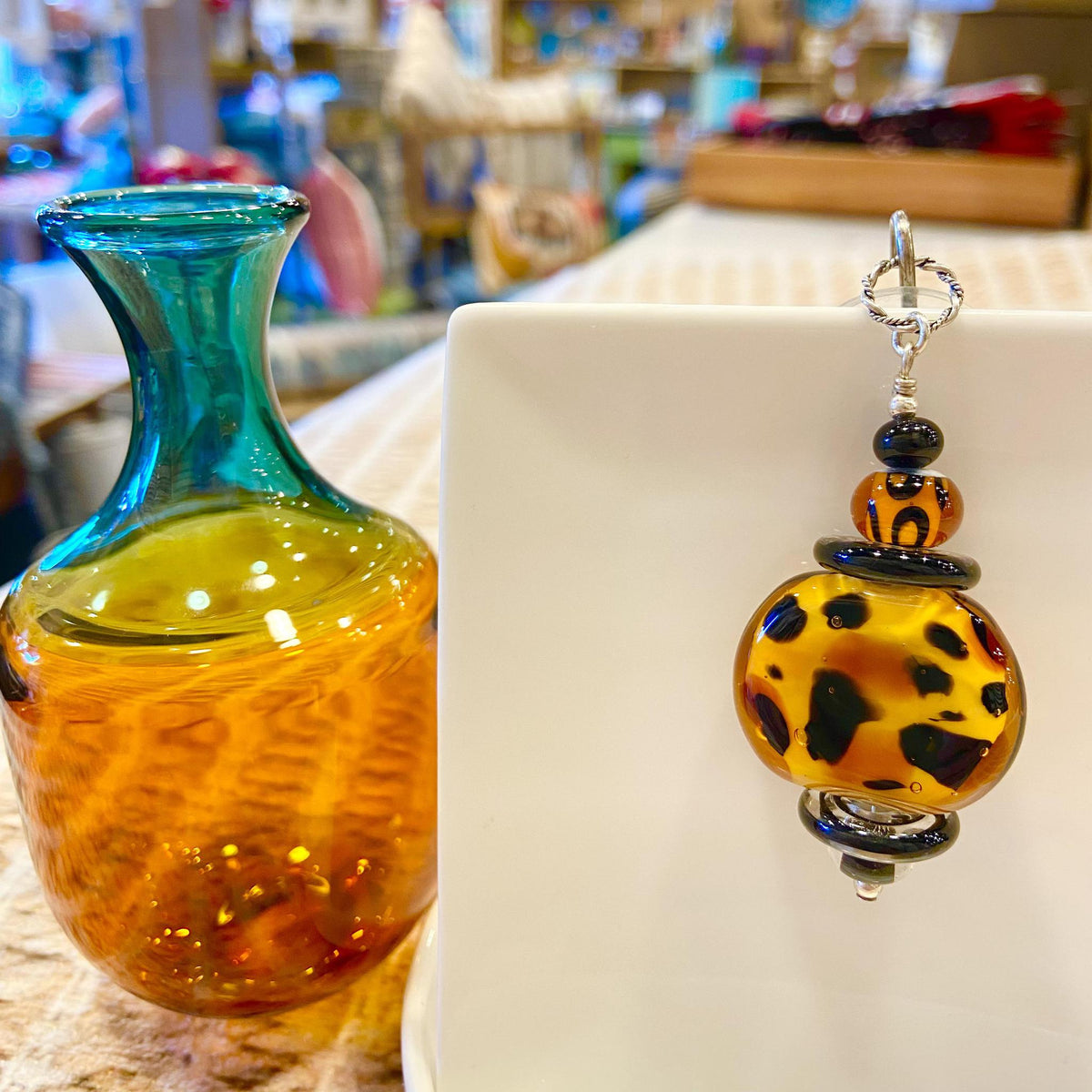 Pendant - Animal Prints - 6 Beads & Sterling Silver