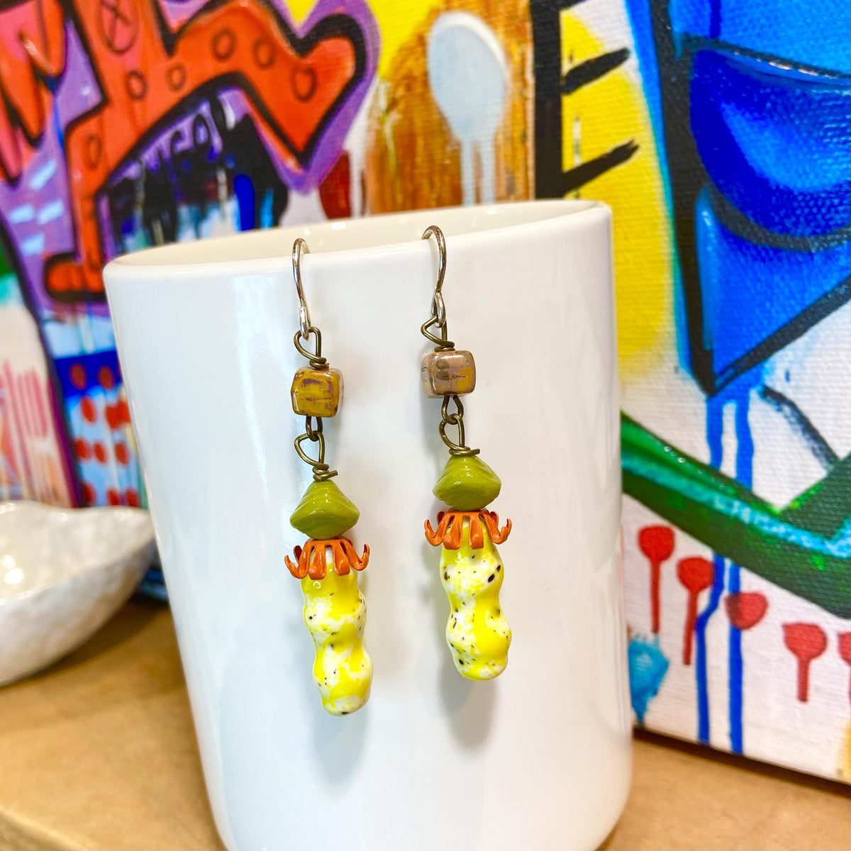Earrings - Beaded Originals - Orange Crown