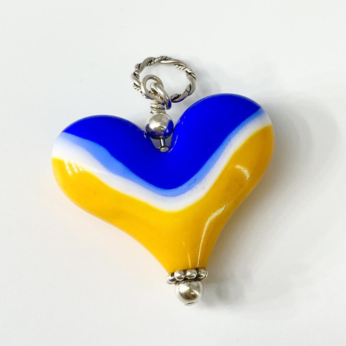 Pendant - "Royals" Landscape Heart - Glass & Sterling
