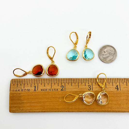 Earrings - "Clear" Crystal Drops - 14k Gold on Sterling