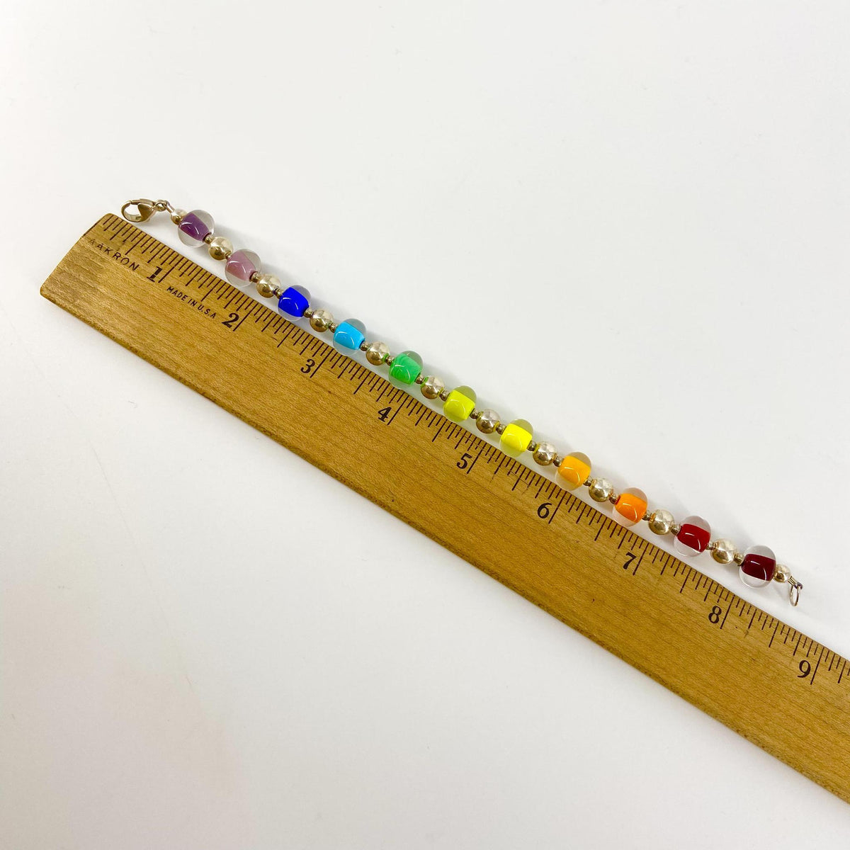 Bracelet - Glass Pearl & Sterling - Rainbow