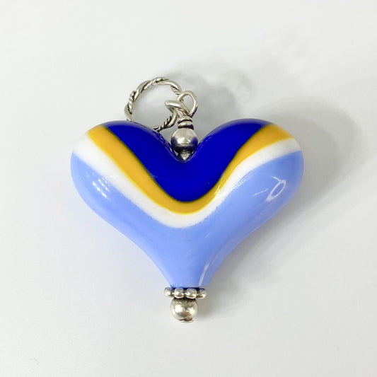 Pendant - "Royals" Landscape Heart - Glass & Sterling