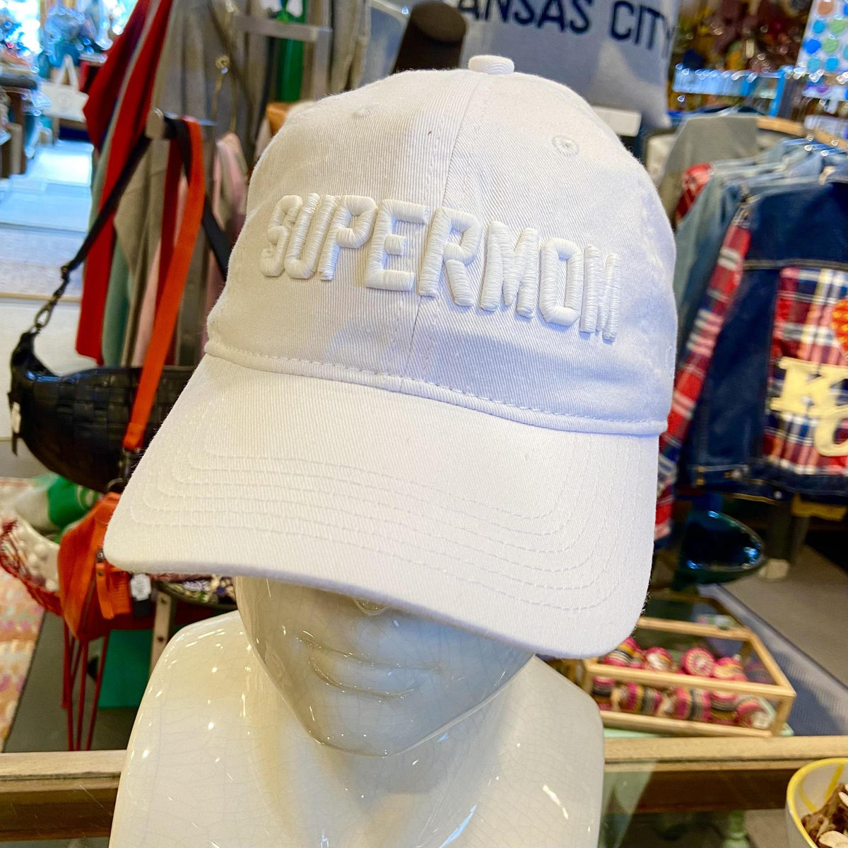 Ballcap - SUPERMOM - White On White