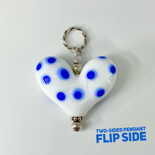 Pendant - Two-Sided "KC" Heart - Glass & Sterling