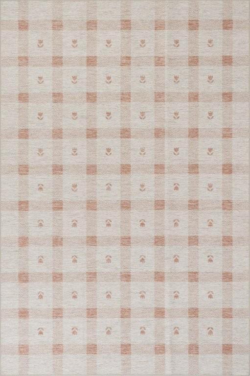Rug - Machine Washable - Gingham - Blush