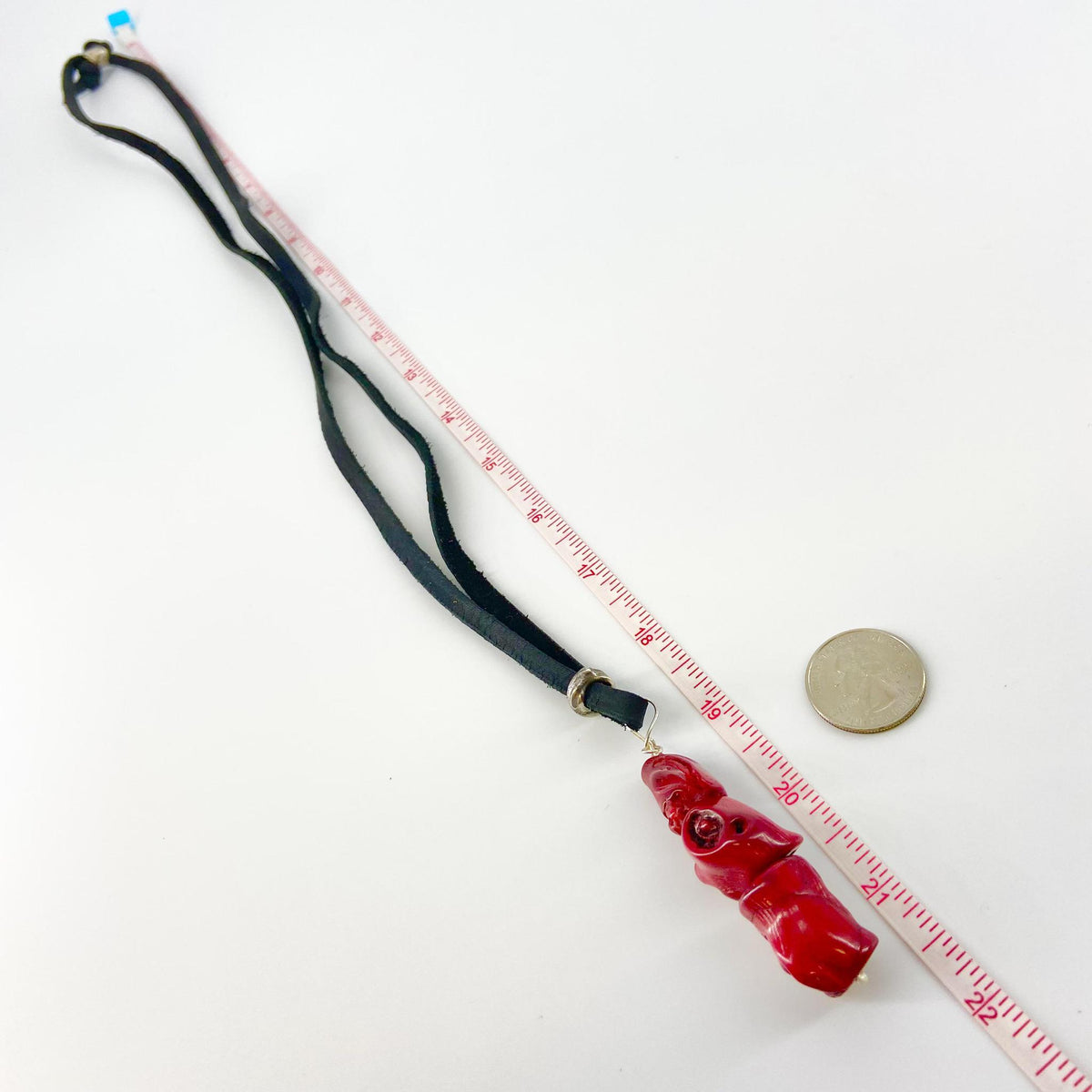 Necklace - Dyed Coral/Sterling on Leather