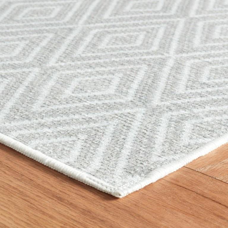 Rug - Machine Washable - Diamond Platinum/White