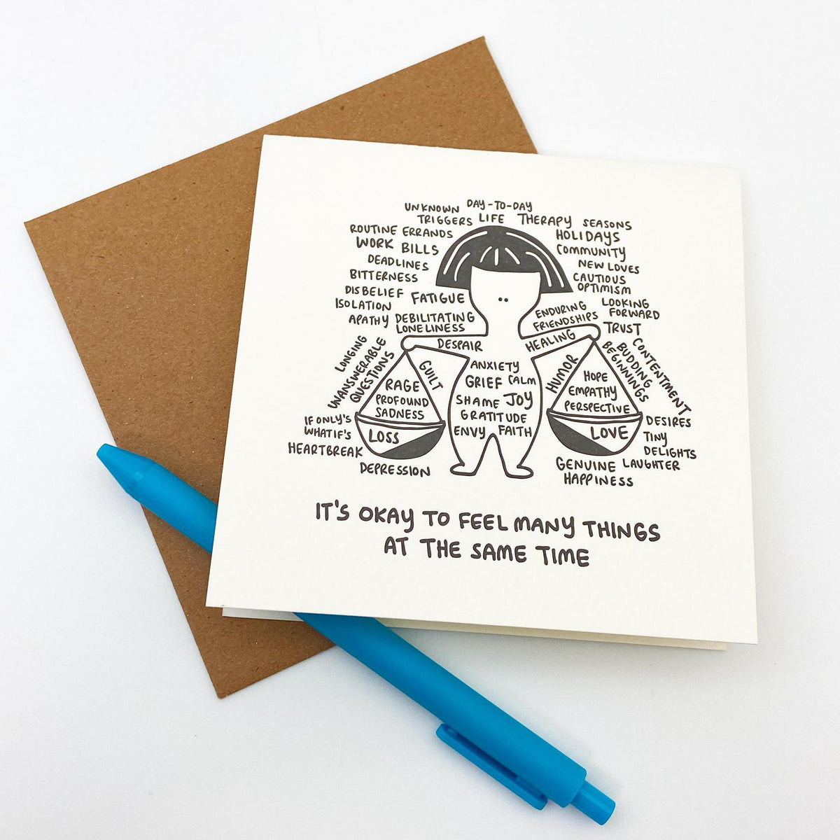 Card & Envelope - Feel Many Things - Letterpress