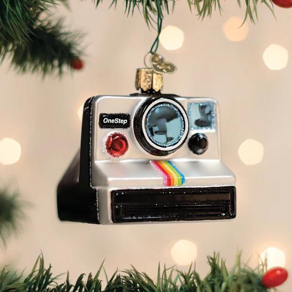 Ornament - Blown Glass - Polaroid OneStep Camera