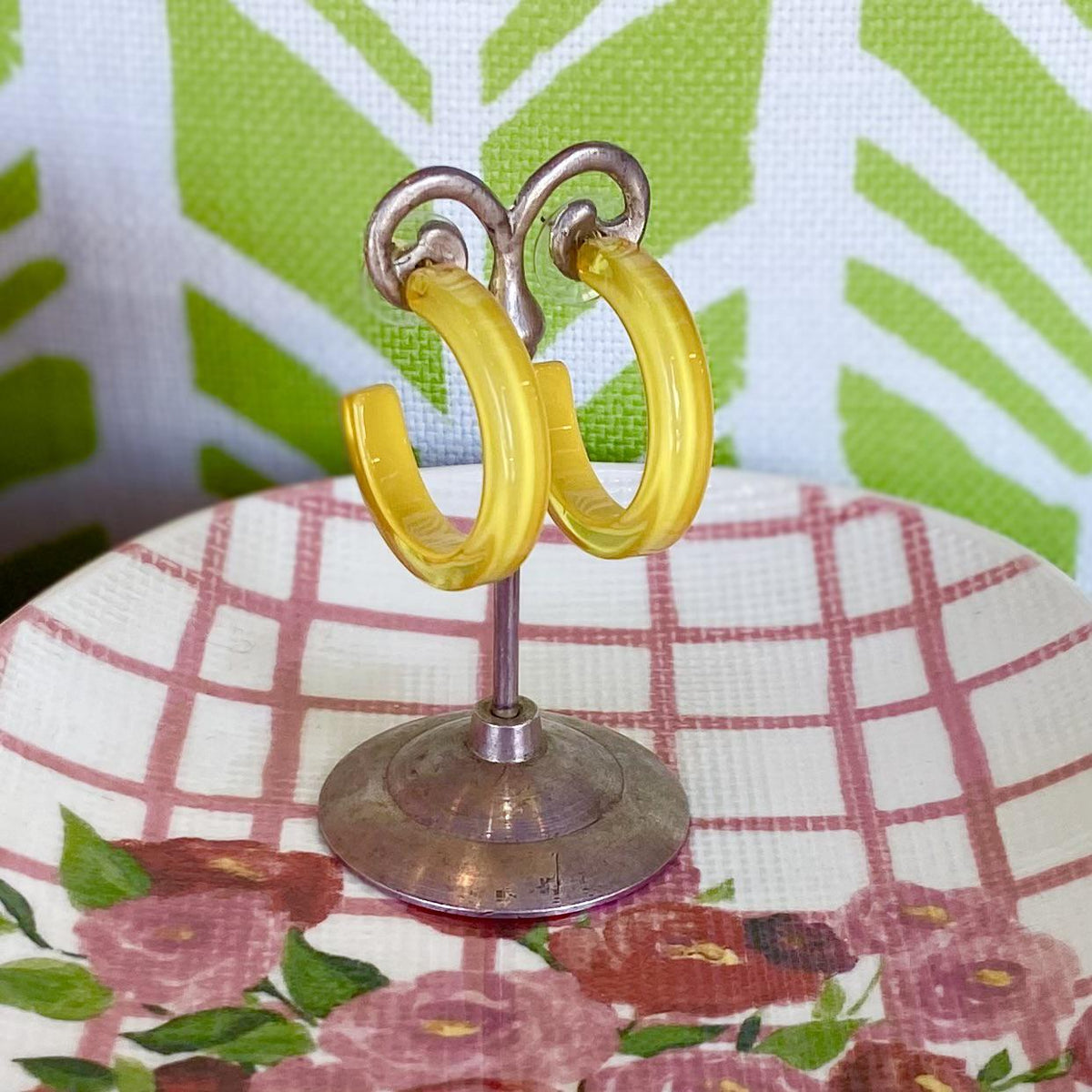 Earrings - Small Hoop - Yellow - Resin