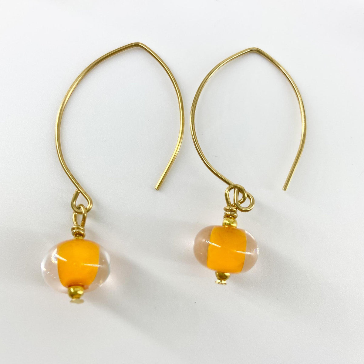 Earrings - Encased Orange - Glass & Goldfill (Video)
