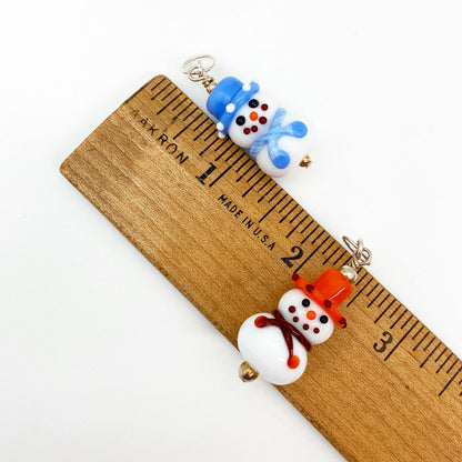 Pendant - Snowperson with Pink/Red - Handmade Glass