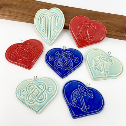Decoration/Ornament - KC "Interlocking Hearts" Heart  - Blue