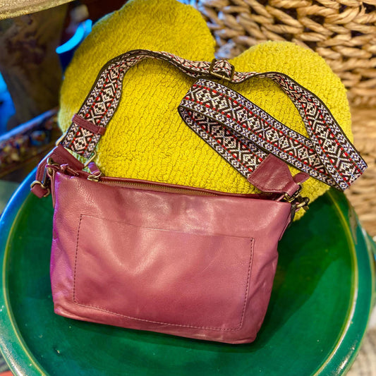 Bag - Guitar Strap Leather Crossbody - Plum