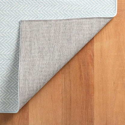 Rug - Machine Washable - Herringbone Swedish Blue
