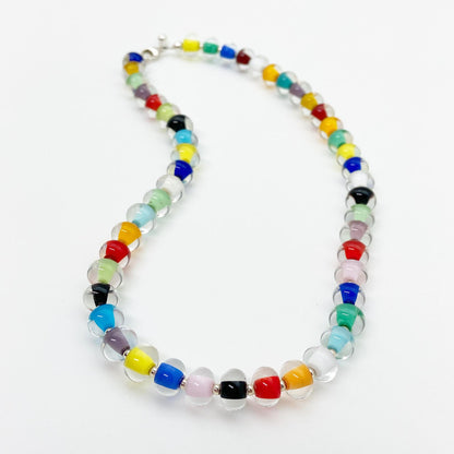 Necklace - Rainbow Glass "Pearl" - 16.5 inch