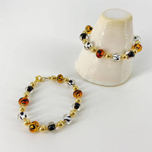 Bracelet - Glass Pearl & Gold Plate - Animal