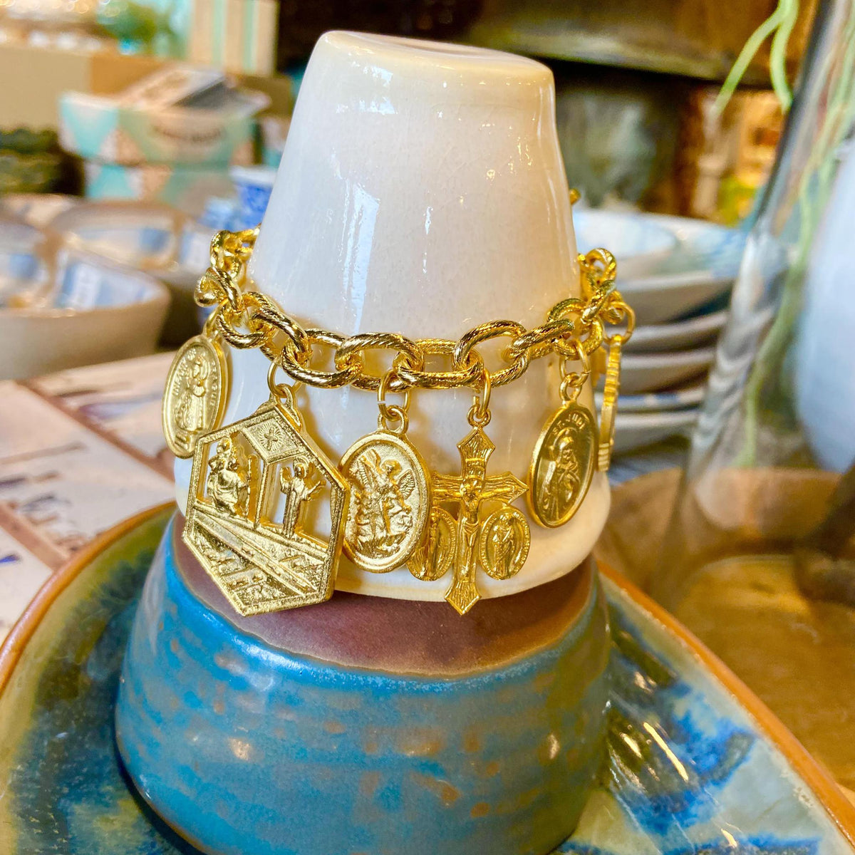 Bracelet - Gold Saints Charms - 24kt Gold Plated