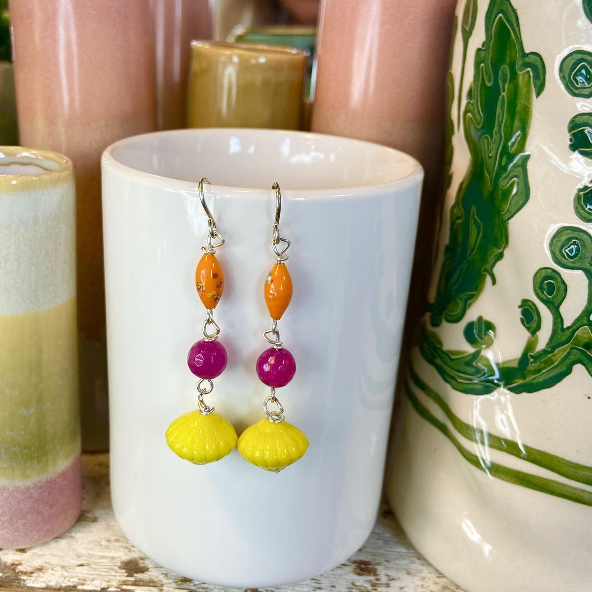 Earrings - Beaded Originals - Yellow Lantern