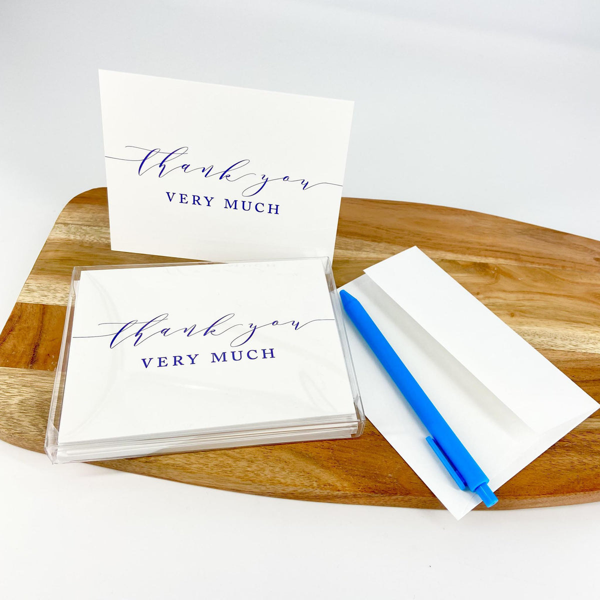 Card Set - Thank You Very Much - Pack of 10 - Blue Cursive Script & Block