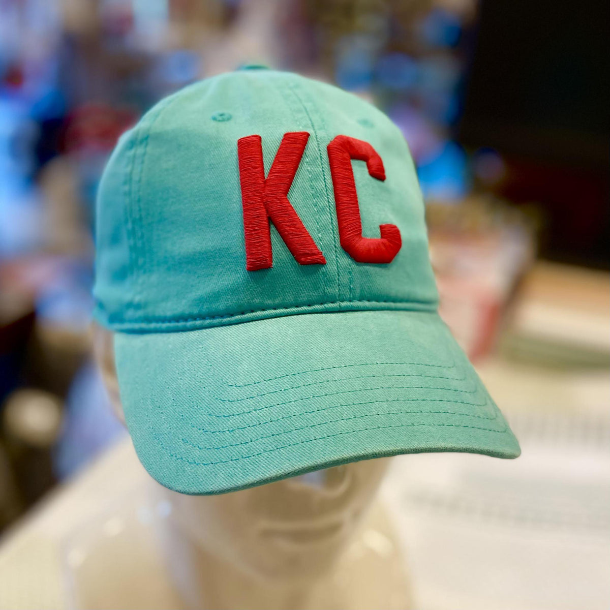 Ballcap - KC - Turquoise With Red KC