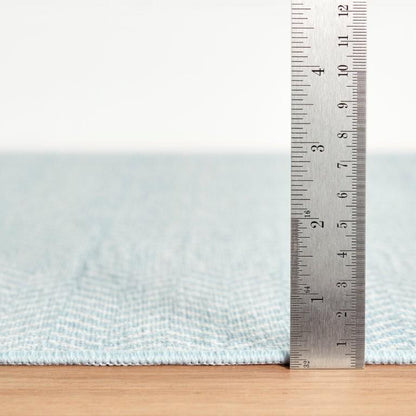 Rug - Machine Washable - Herringbone Swedish Blue
