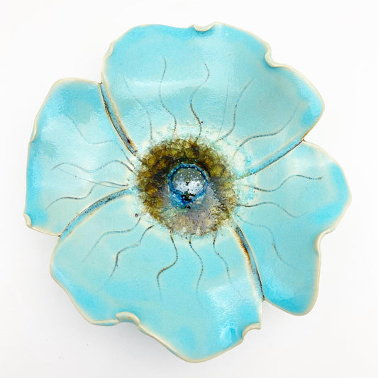 Ceramic Wall Art - Atlantis Aqua Flower - Small