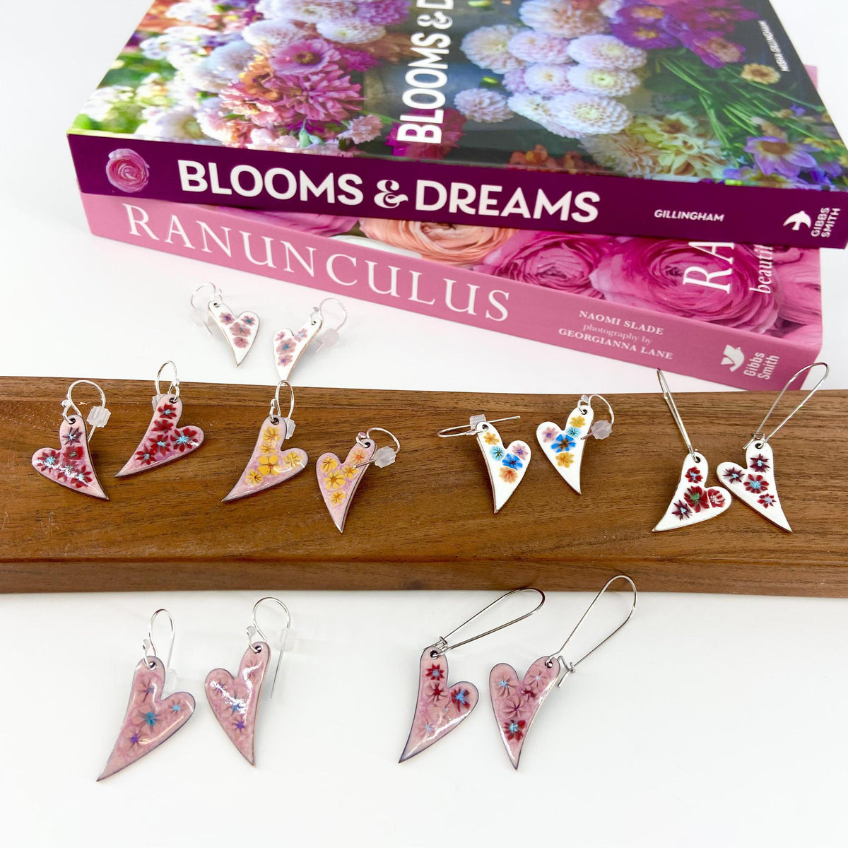 Earrings  - Floral Hearts - Enamel