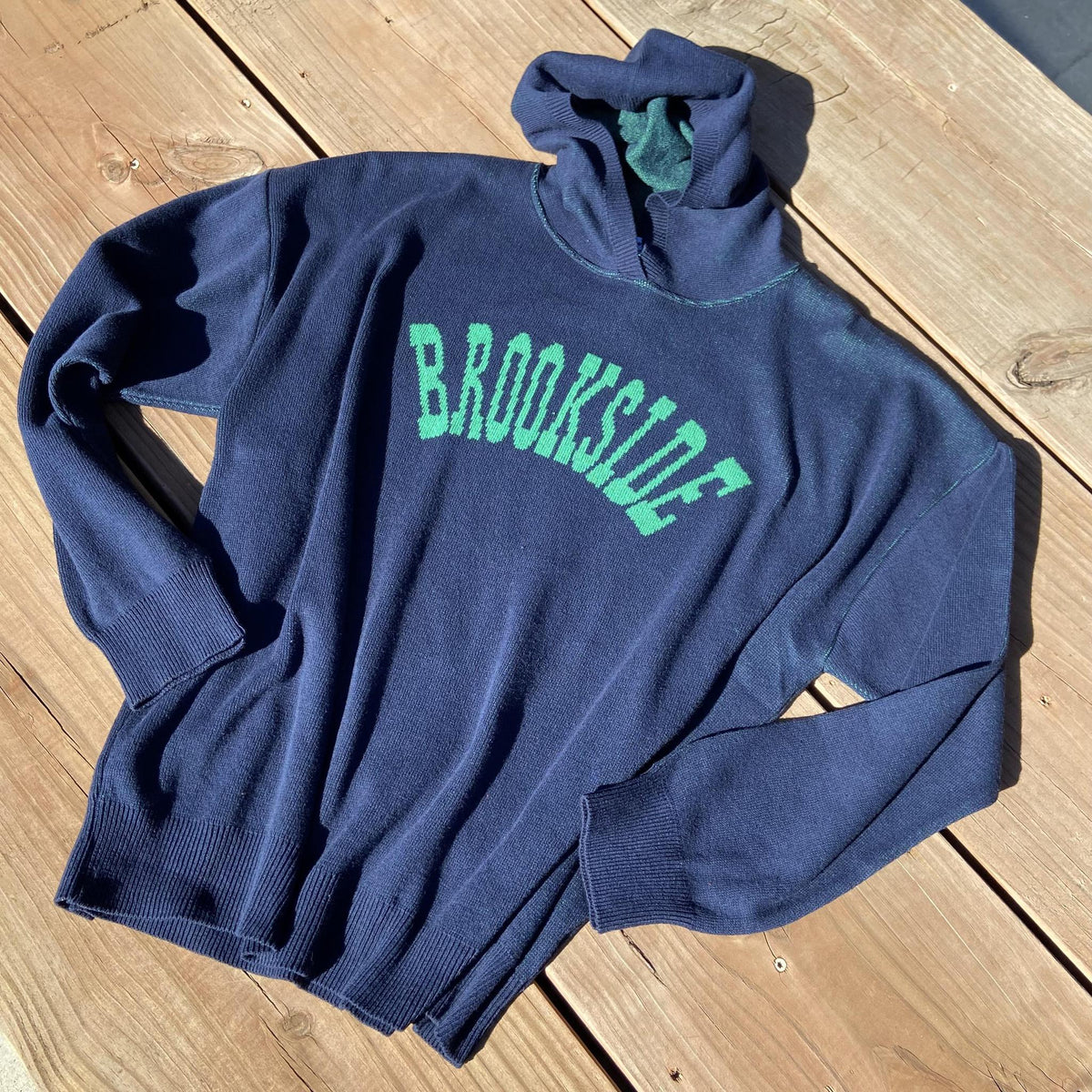 Oversized Hooded Sweater - BROOKSIDE - Unisex - Kelly On Navy