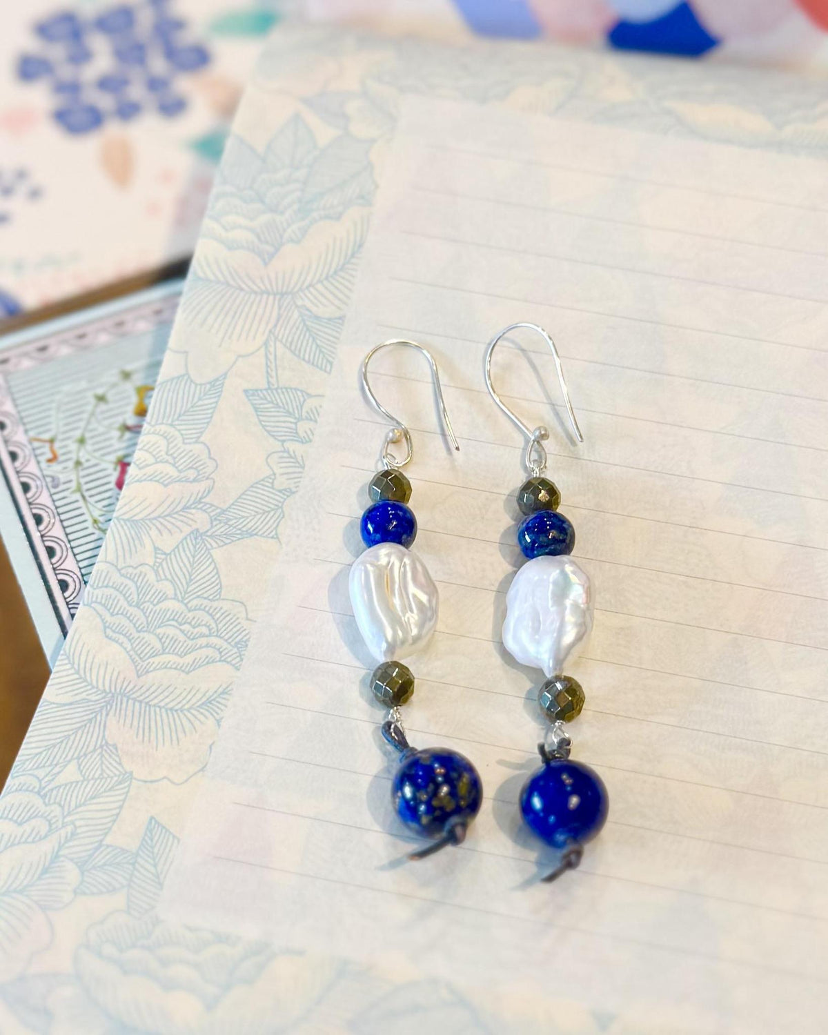 Earrings - Pyrite/Lapis Lazuli/Pearl