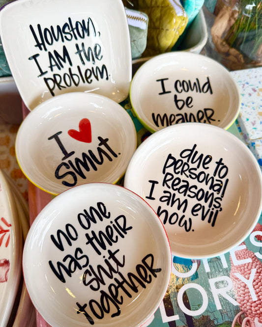 Tray - Playful Quotes on Round or Square Ceramic - Signed