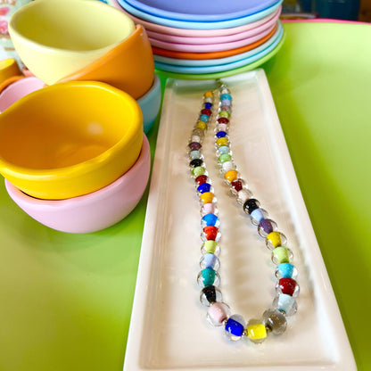 Necklace - Rainbow Glass "Pearl" - 16.5 inch