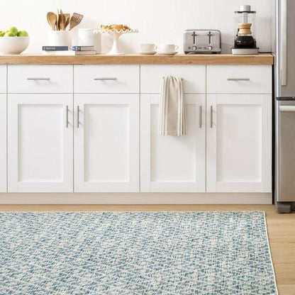 Rug - Machine Washable - Melange Diamond Blue