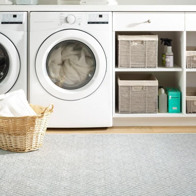 Rug - Machine Washable - Diamond Platinum/White