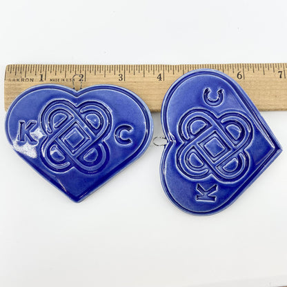 Decoration/Ornament - KC "Interlocking Hearts" Heart  - Blue