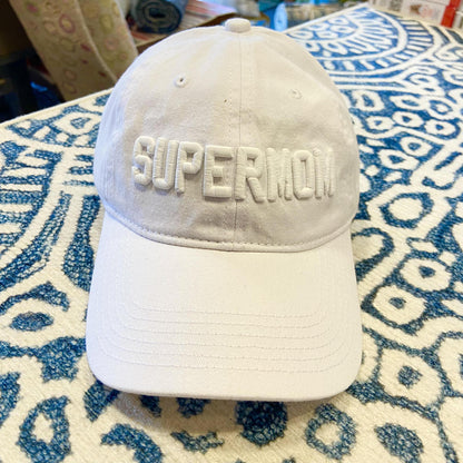 Ballcap - SUPERMOM - White On White