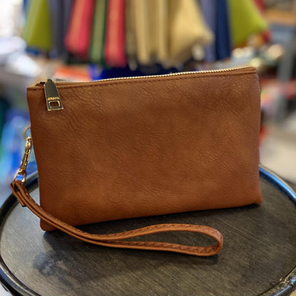 4 in 1 Handbag - Crossbody/Clutch/Wristlet - Brown