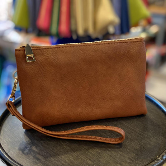 4 in 1 Handbag - Crossbody/Clutch/Wristlet - Brown