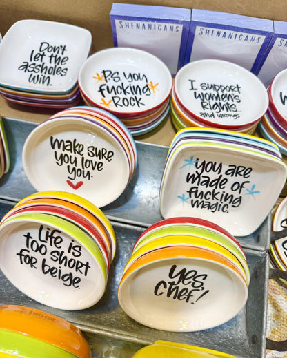Tray - Playful Quotes on Round or Square Ceramic - Signed