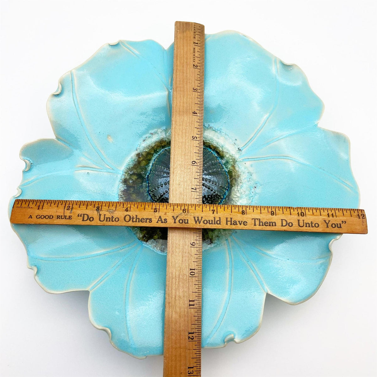 Ceramic Wall Art - Atlantis Aqua Flower - Medium