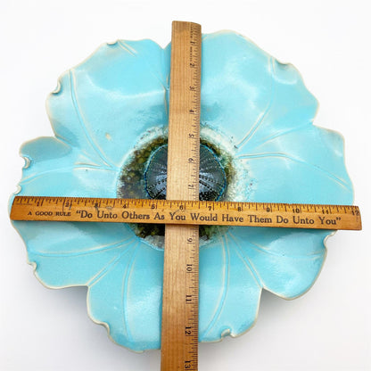 Ceramic Wall Art - Atlantis Aqua Flower - Medium