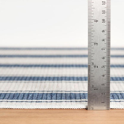 Rug - Machine Washable - Blue Awning Stripe
