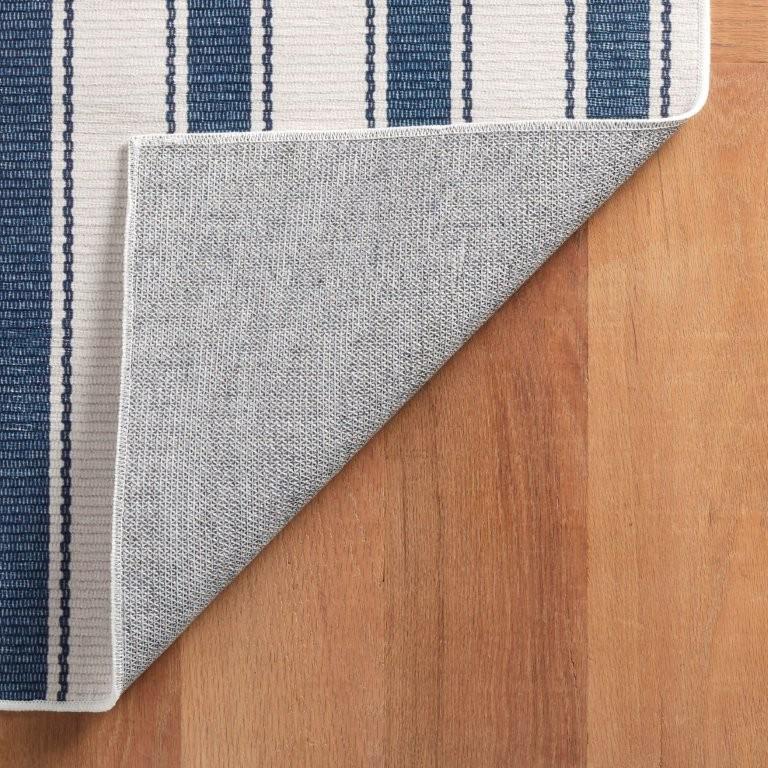 Rug - Machine Washable - Blue Awning Stripe