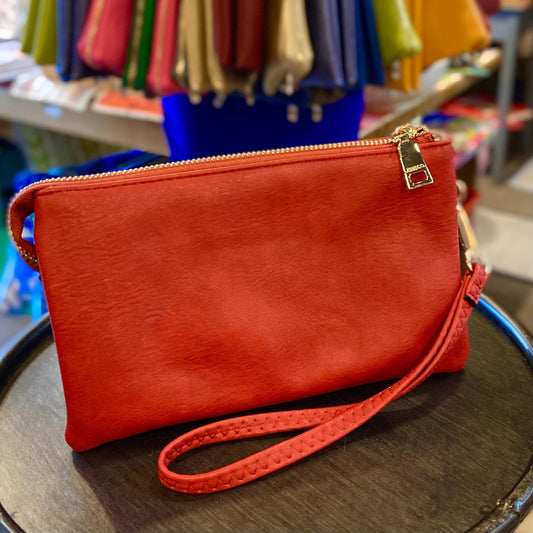 4 in 1 Handbag - Crossbody/Clutch/Wristlet - Red