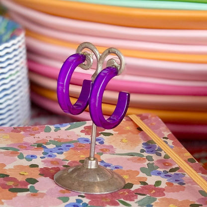 Earrings - Small Hoop - Purple - Resin