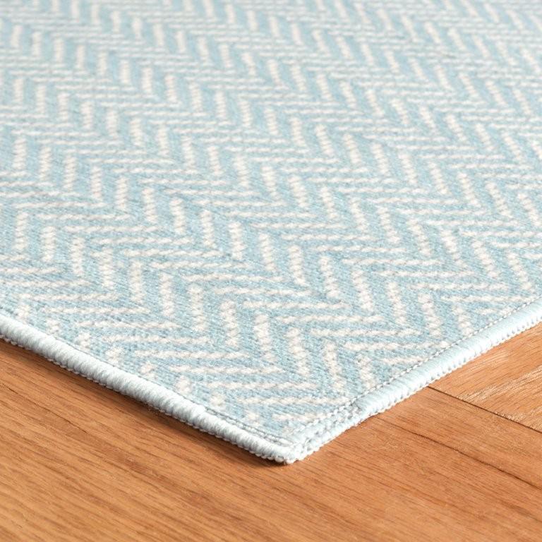 Rug - Machine Washable - Herringbone Swedish Blue