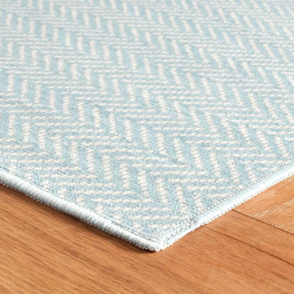 Rug - Machine Washable - Herringbone Swedish Blue
